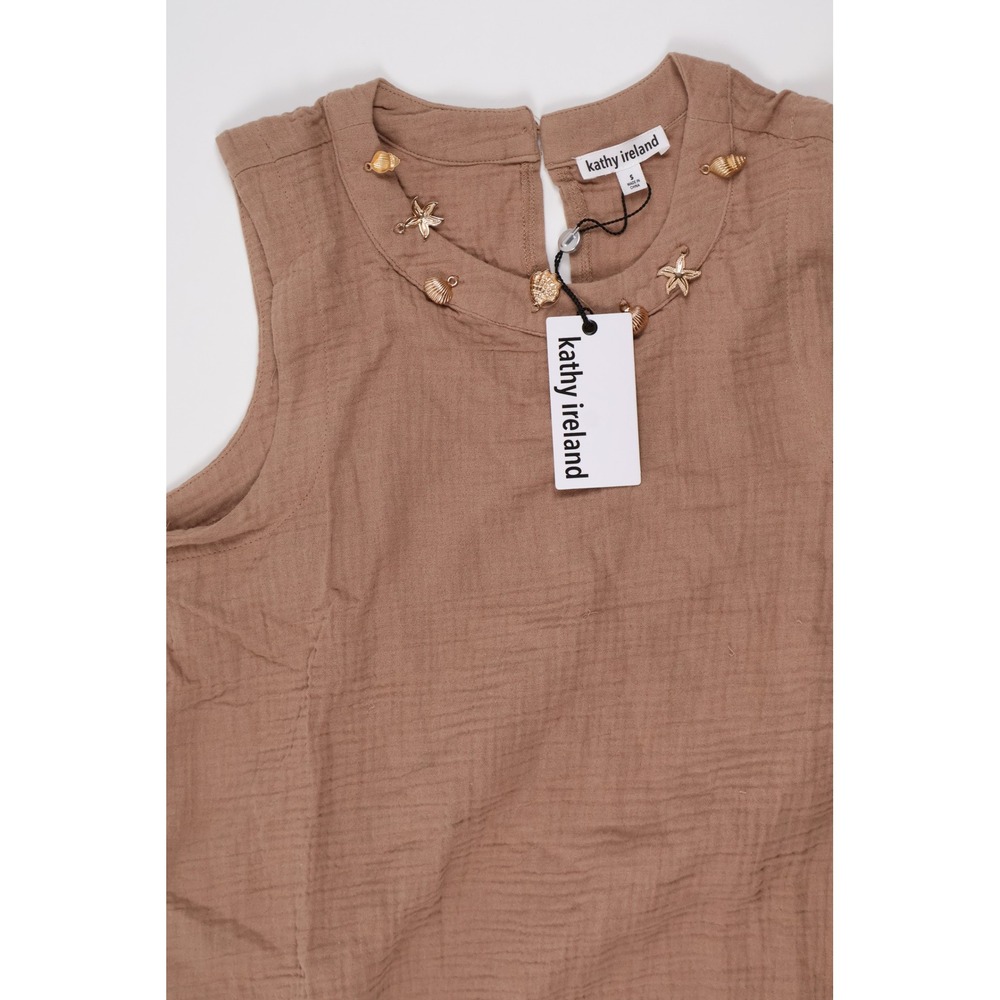 Kathy Ireland Shift Dress Coastal Charm Brown Gauze Small NWT - Picture 3 of 7